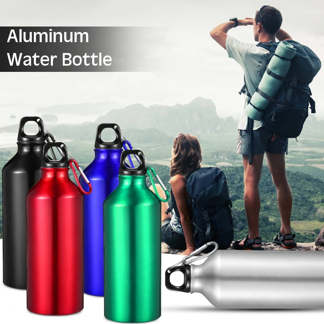 CHENGU Aluminum water bottles, 20 oz, Assorted Color, 10 pcs, view 2