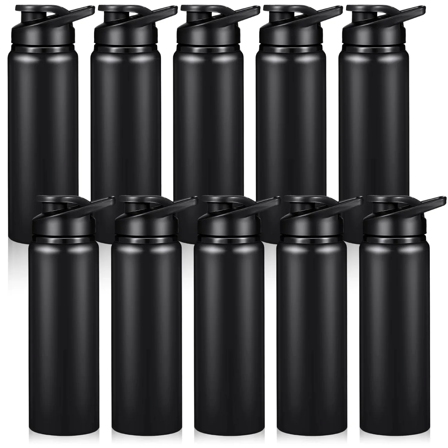 CHENGU Aluminum water bottles, 25 oz, Black, 10 pcs