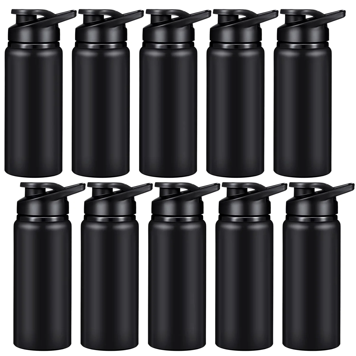 CHENGU Aluminum water bottles, 20 oz, Black, 10 pcs