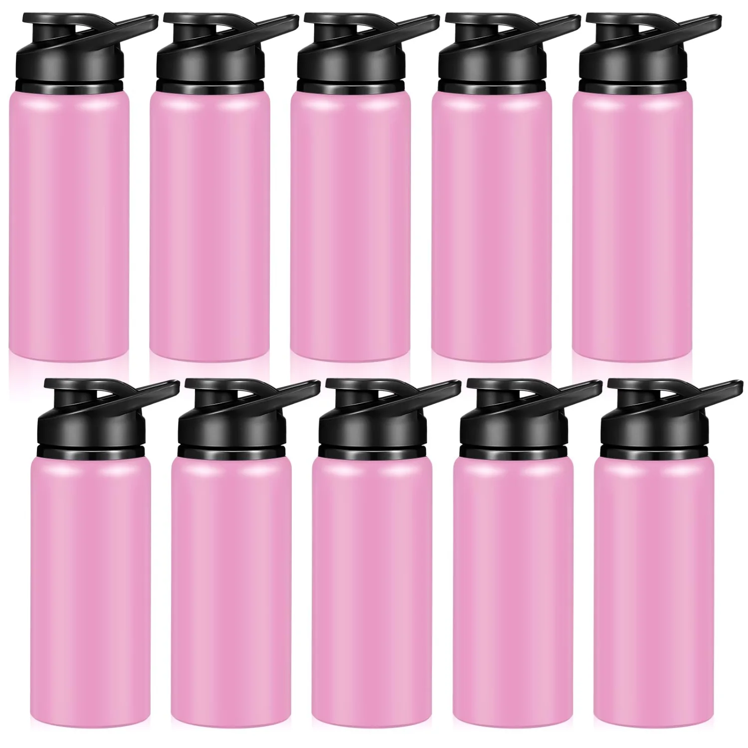 CHENGU Aluminum water bottles, 20 oz, Pink, 10 pcs