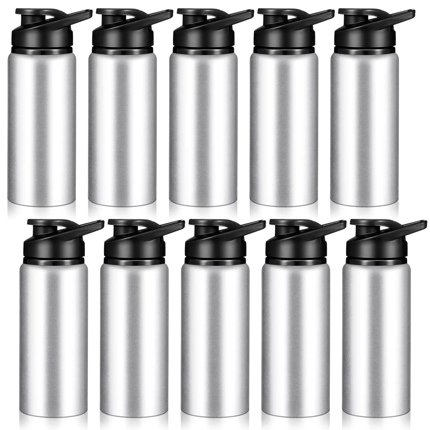 CHENGU Aluminum water bottles, 20 oz, Silver, 10 pcs