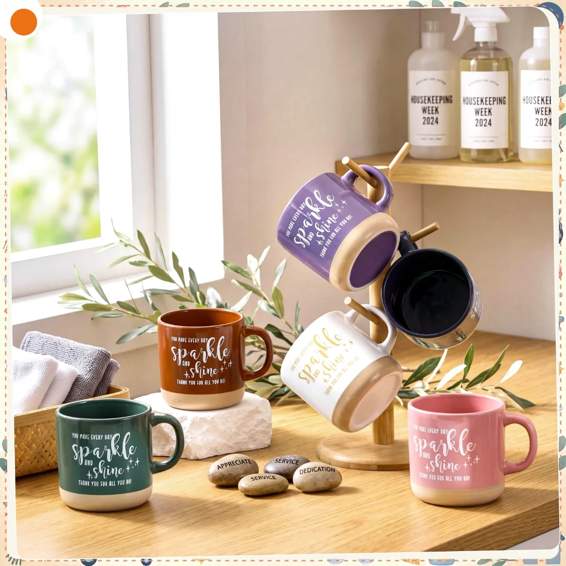 CHENGU Appreciation coffee mugs, Multicolor, Words, 6 pcs, view 2