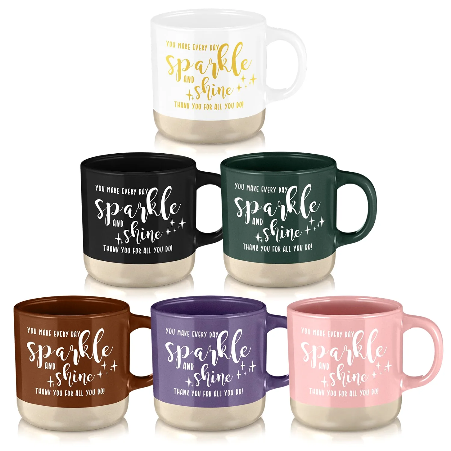 CHENGU Appreciation coffee mugs, Multicolor, Words, 6 pcs