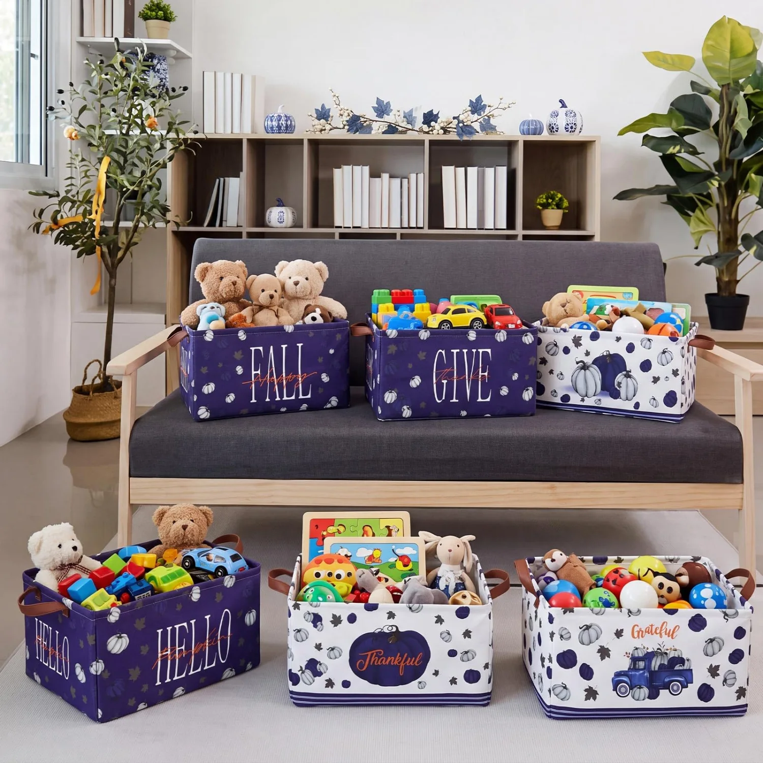 CHENGU Collapsible holiday storage bins, Modern Fall, 6 pcs