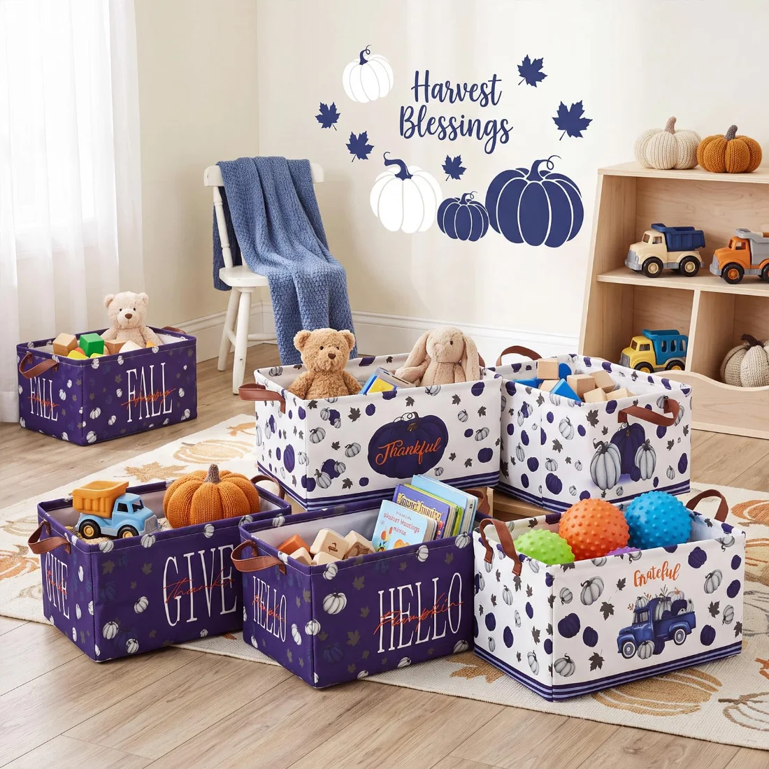 CHENGU Collapsible holiday storage bins, Modern Fall, 6 pcs, view 2