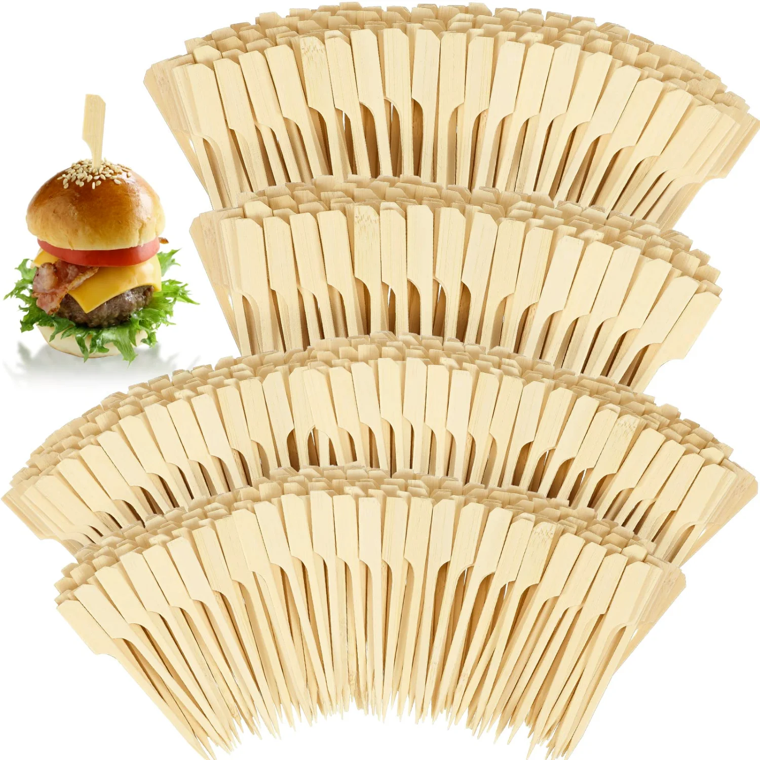 CHENGU Bamboo paddle skewers, Wood color, 3.5 inches, 2,000 pcs