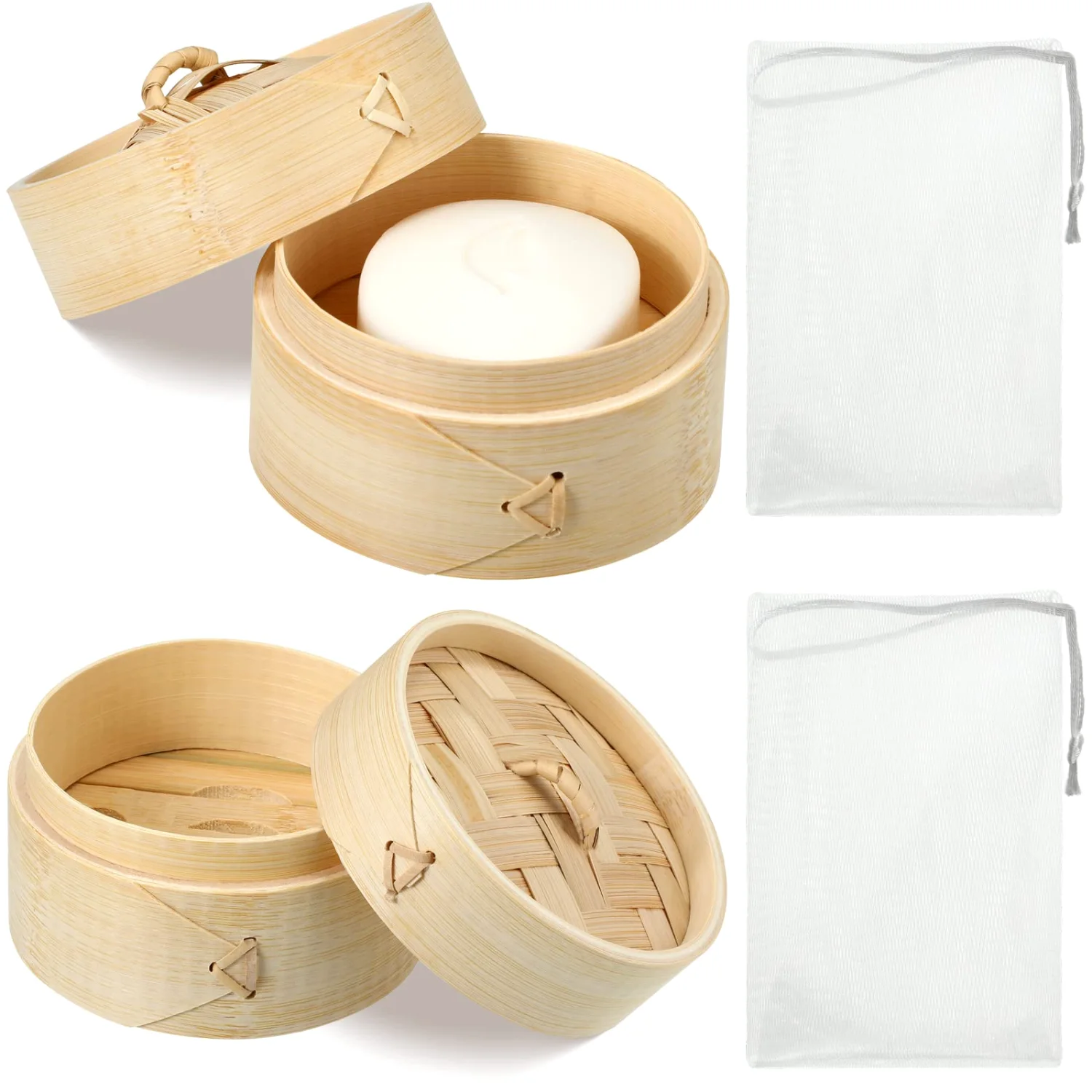 CHENGU Bamboo soap bar holder with lid, 3.9 Inch