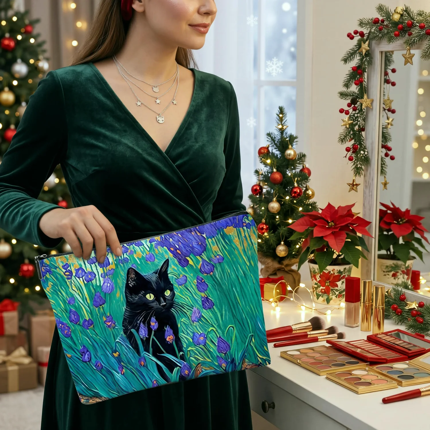 CHENGU Canvas makeup bags, Black Cat