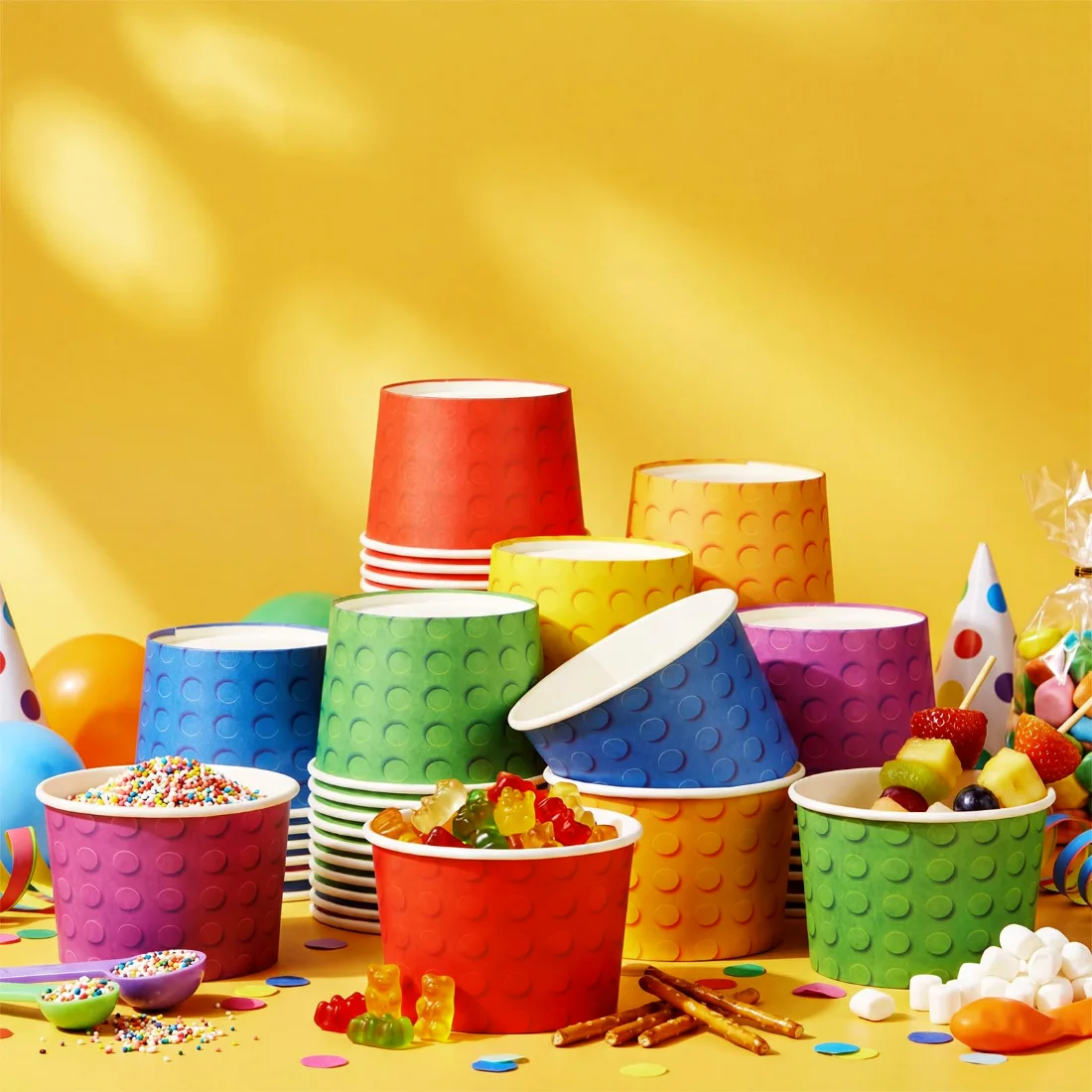 CHENGU Paper snack and dessert cups, Multicolor, Building Block, 60 pcs, view 3
