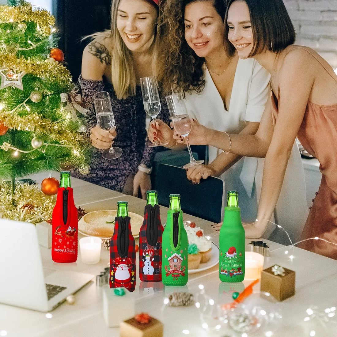 CHENGU Christmas beer insulator sleeves, view 3