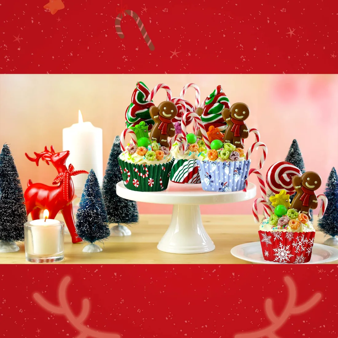 CHENGU Christmas cupcake liners, Candy Styles, view 2