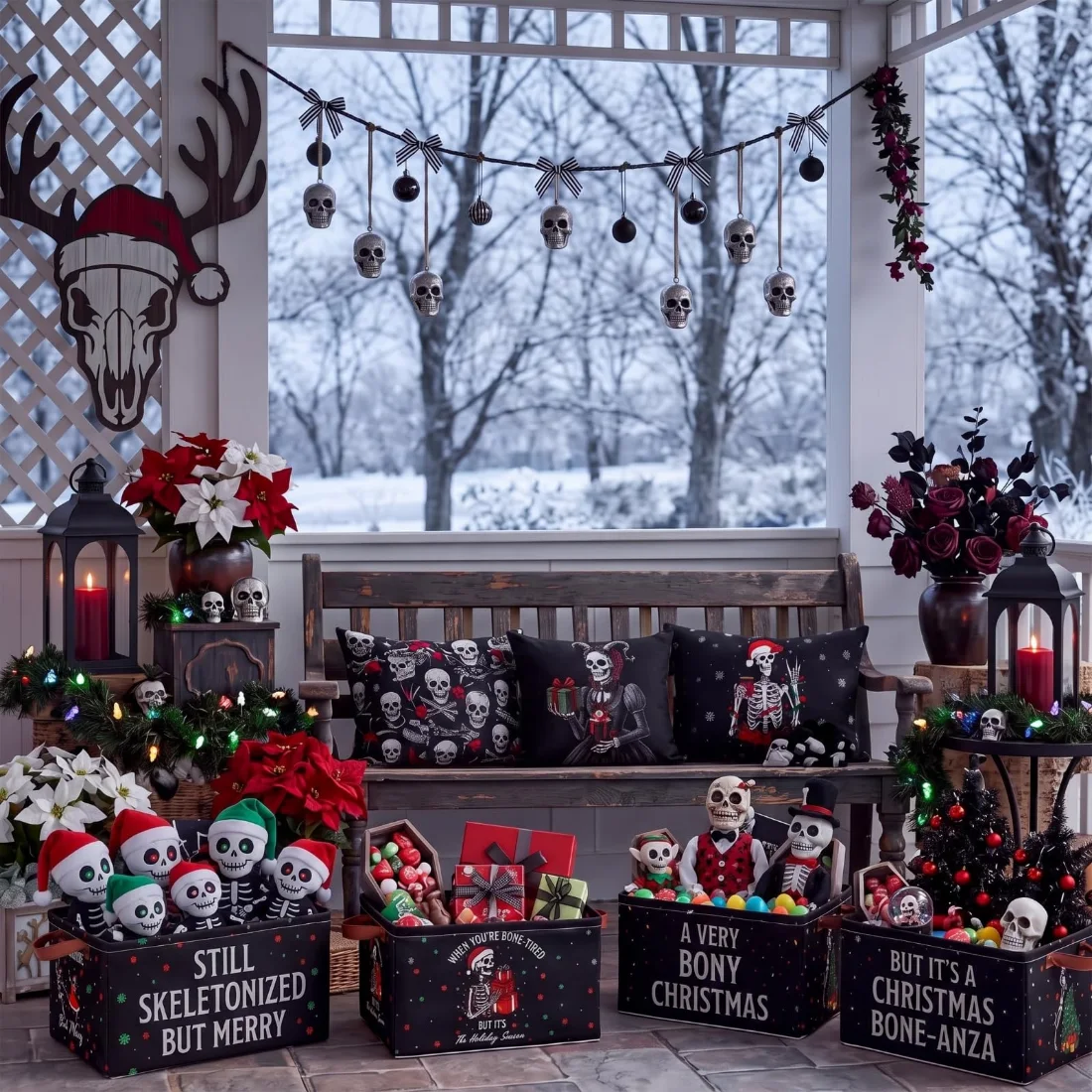CHENGU Collapsible holiday storage bins, Christmas Skull, 6 pcs, view 4