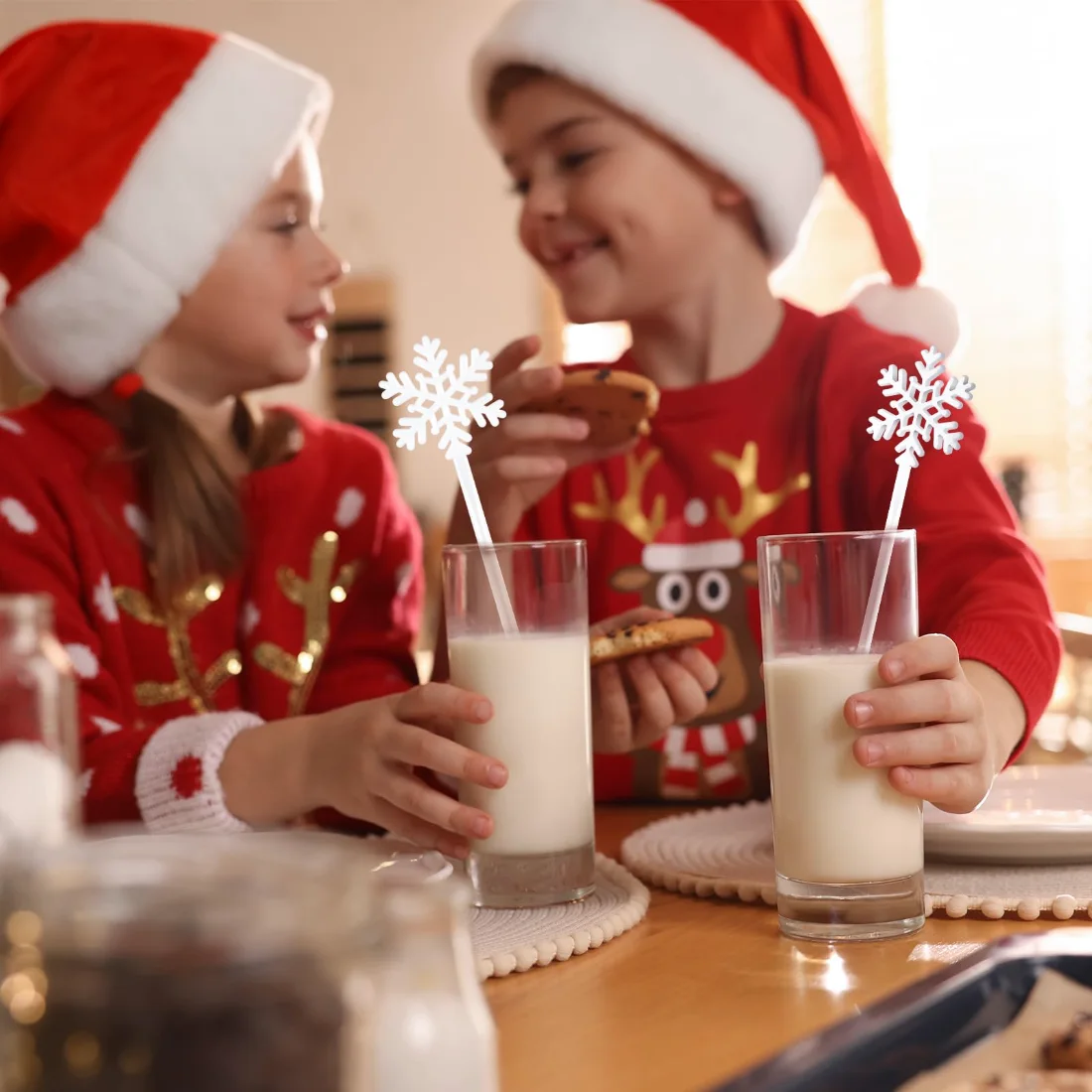 CHENGU Christmas drink stirrers, White Snowflake, view 3
