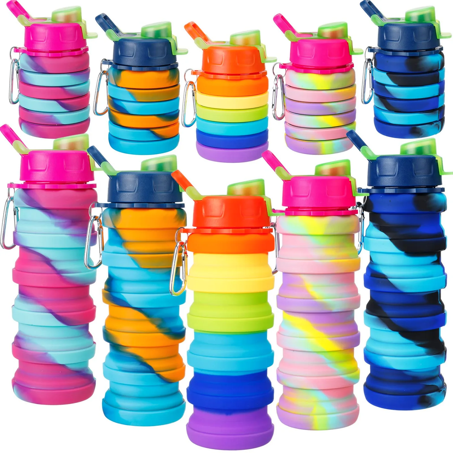 CHENGU Collapsible silicone water bottles, Rainbow