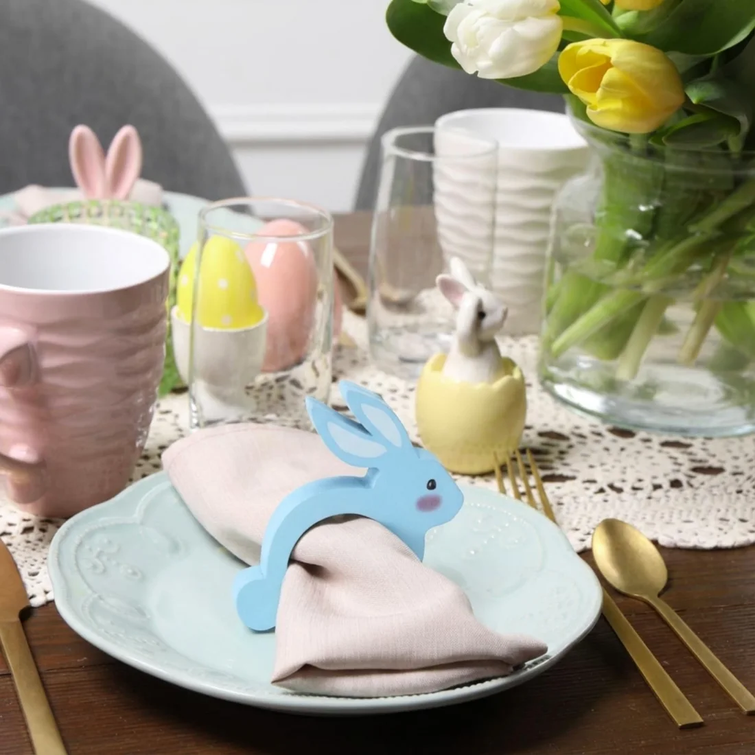 CHENGU Napkin rings, 12 pcs, Colorful, Rabbit, view 5