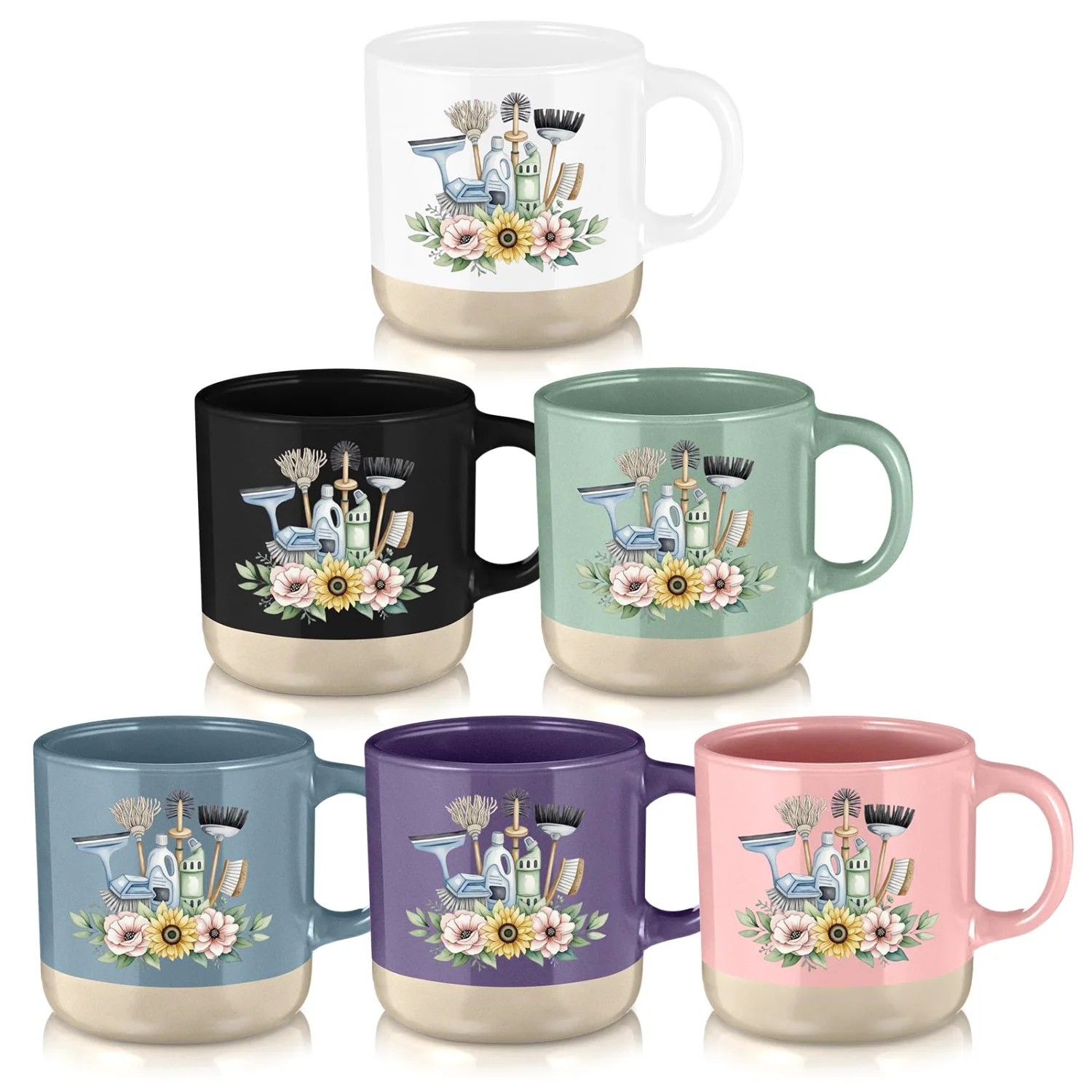 CHENGU Appreciation coffee mugs, Multicolor, Pattern, 6 pcs