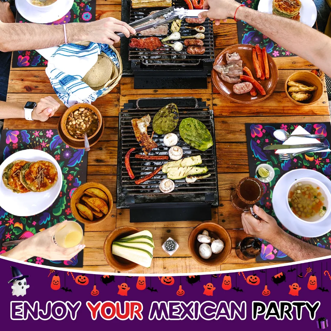 CHENGU Halloween ghost placemats, Mexican, view 2