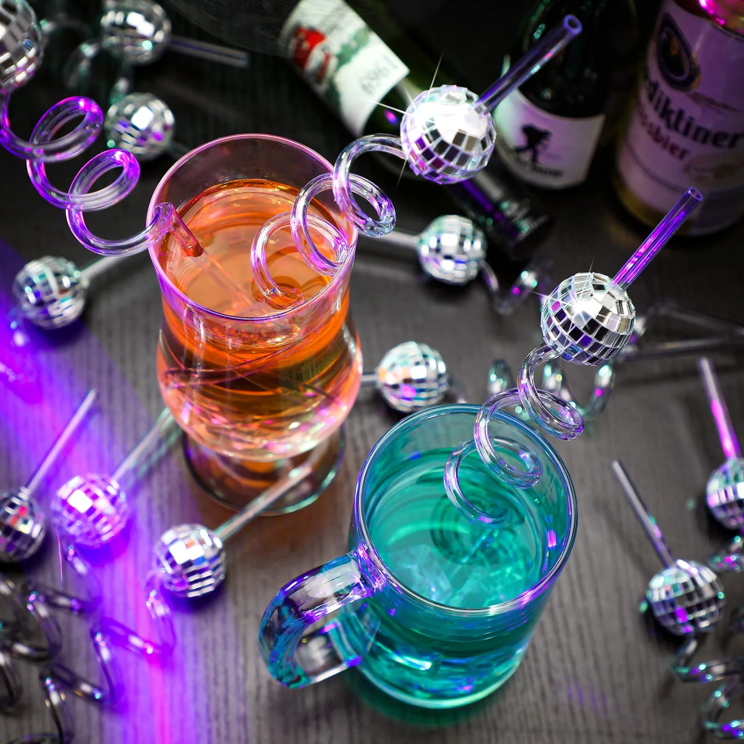 CHENGU Disco ball straws, Silver, 40 pcs