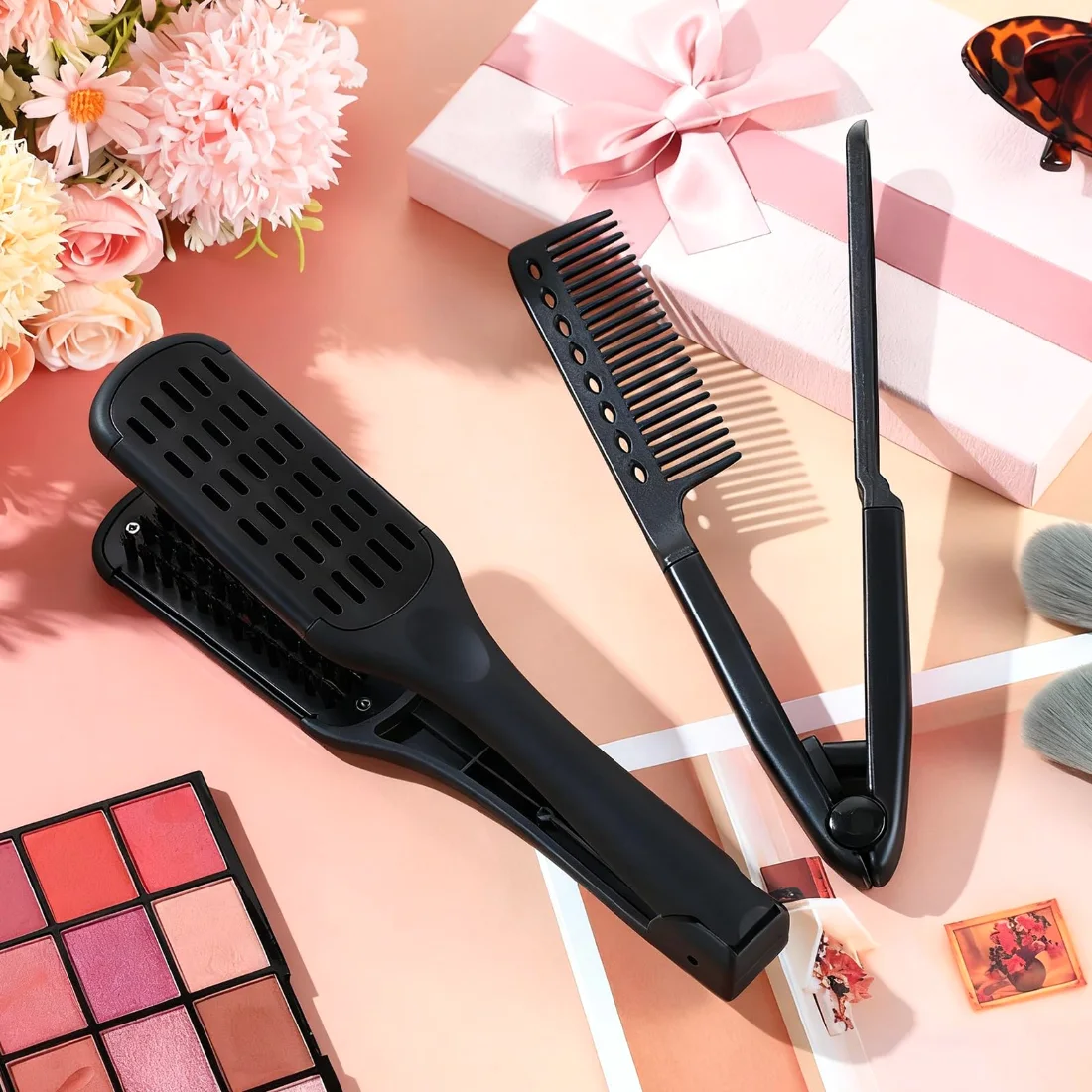 CHENGU Boar bristle straightening combs, Black, view 3