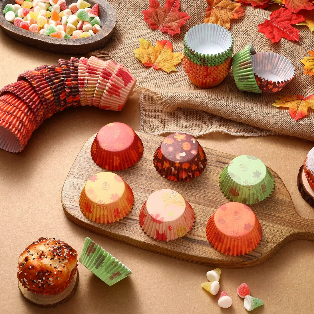 CHENGU Fall cupcake liners, view 3