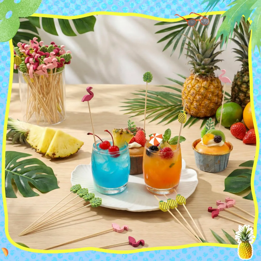 CHENGU Novelty bamboo cocktail picks, Summer, 300 pcs, view 3