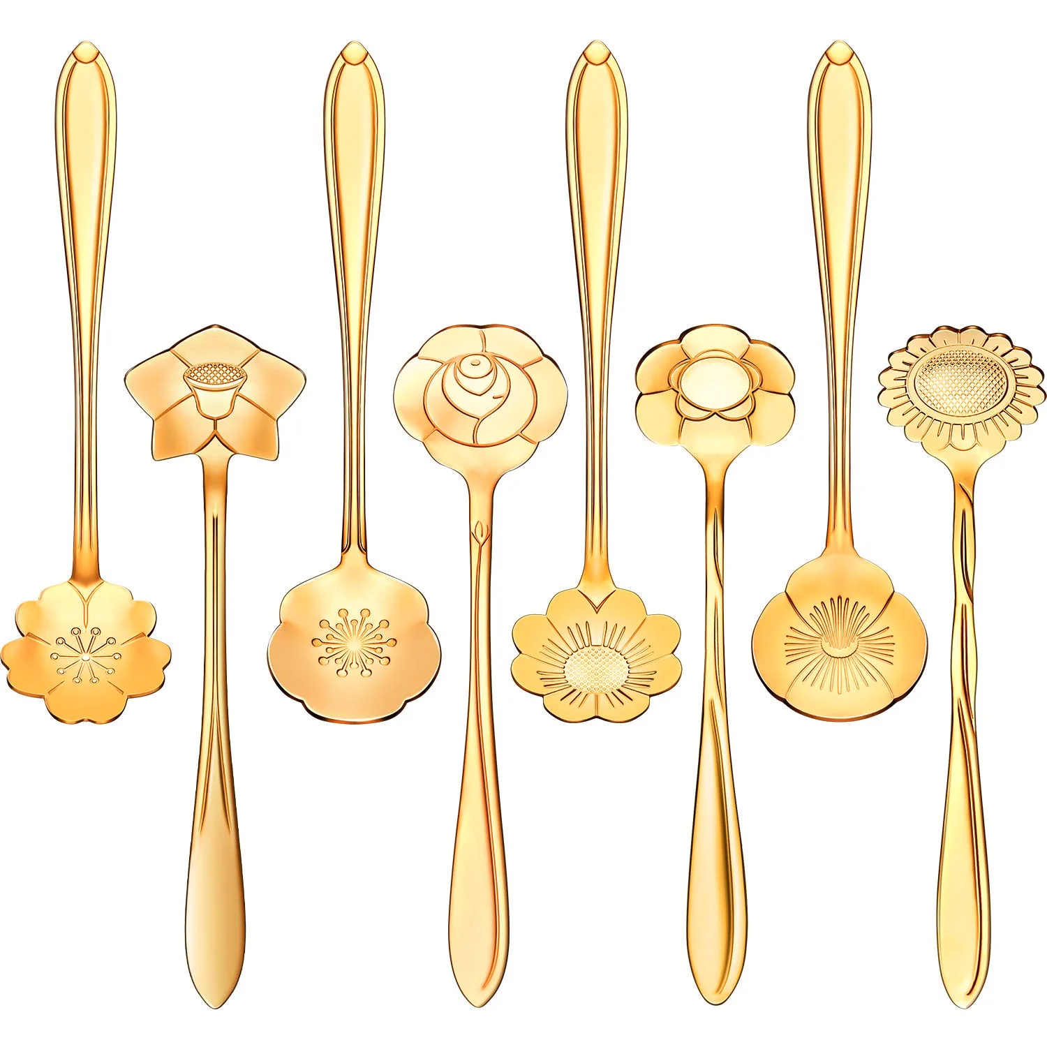 CHENGU Flower coffee spoons, Gold