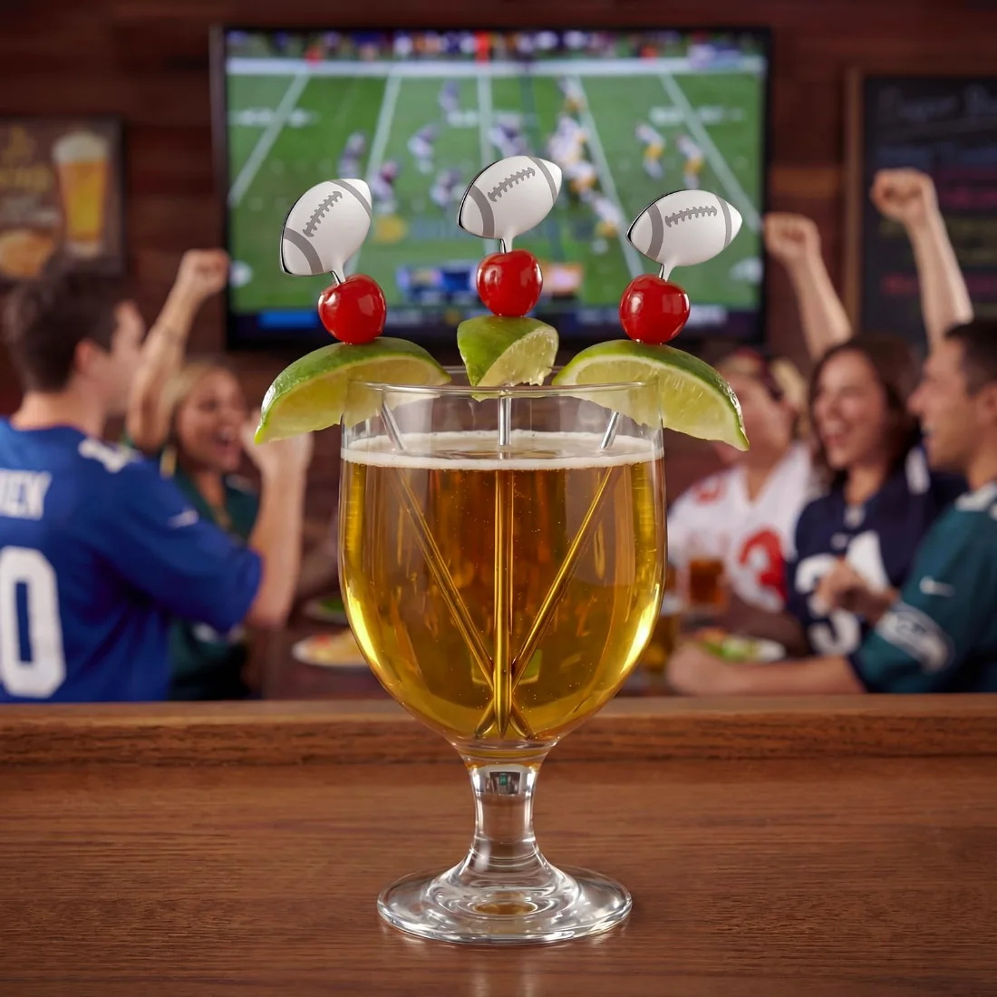 CHENGU Football metal martini picks, view 3