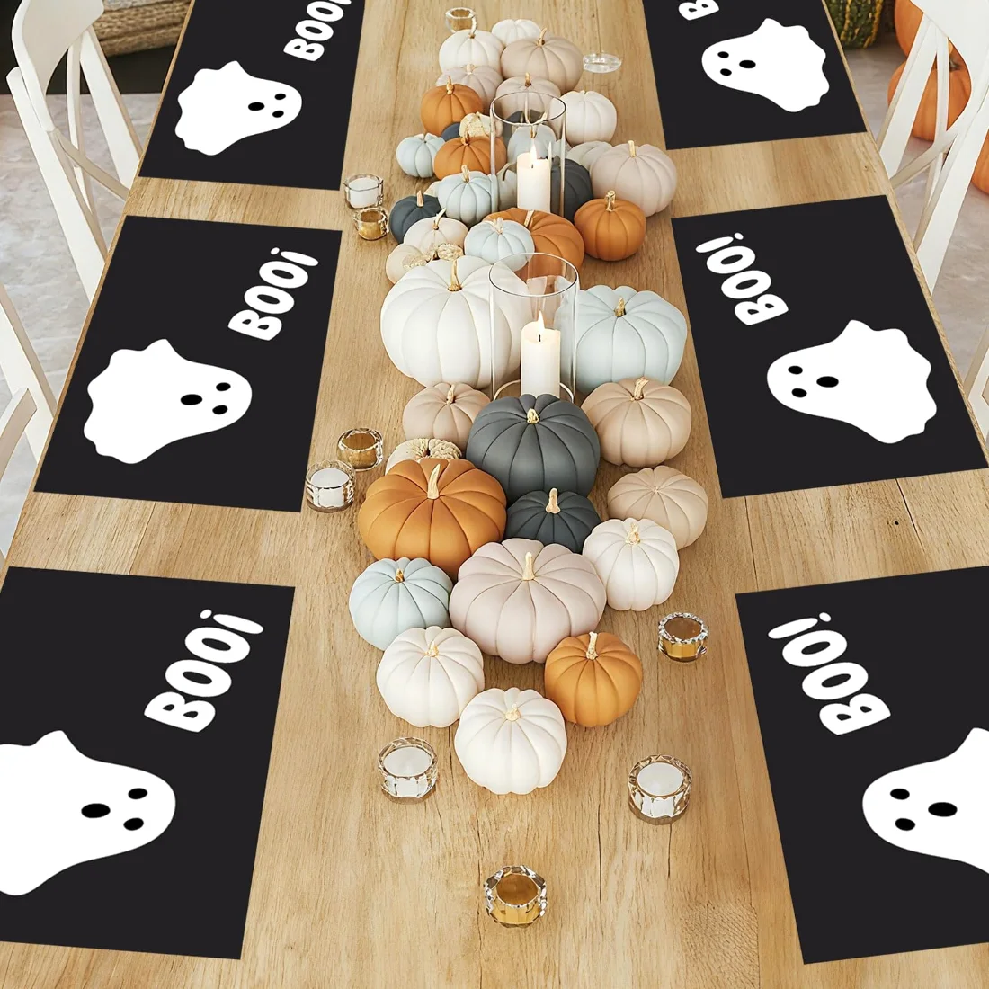 CHENGU Halloween ghost placemats, Black Ghost, view 2
