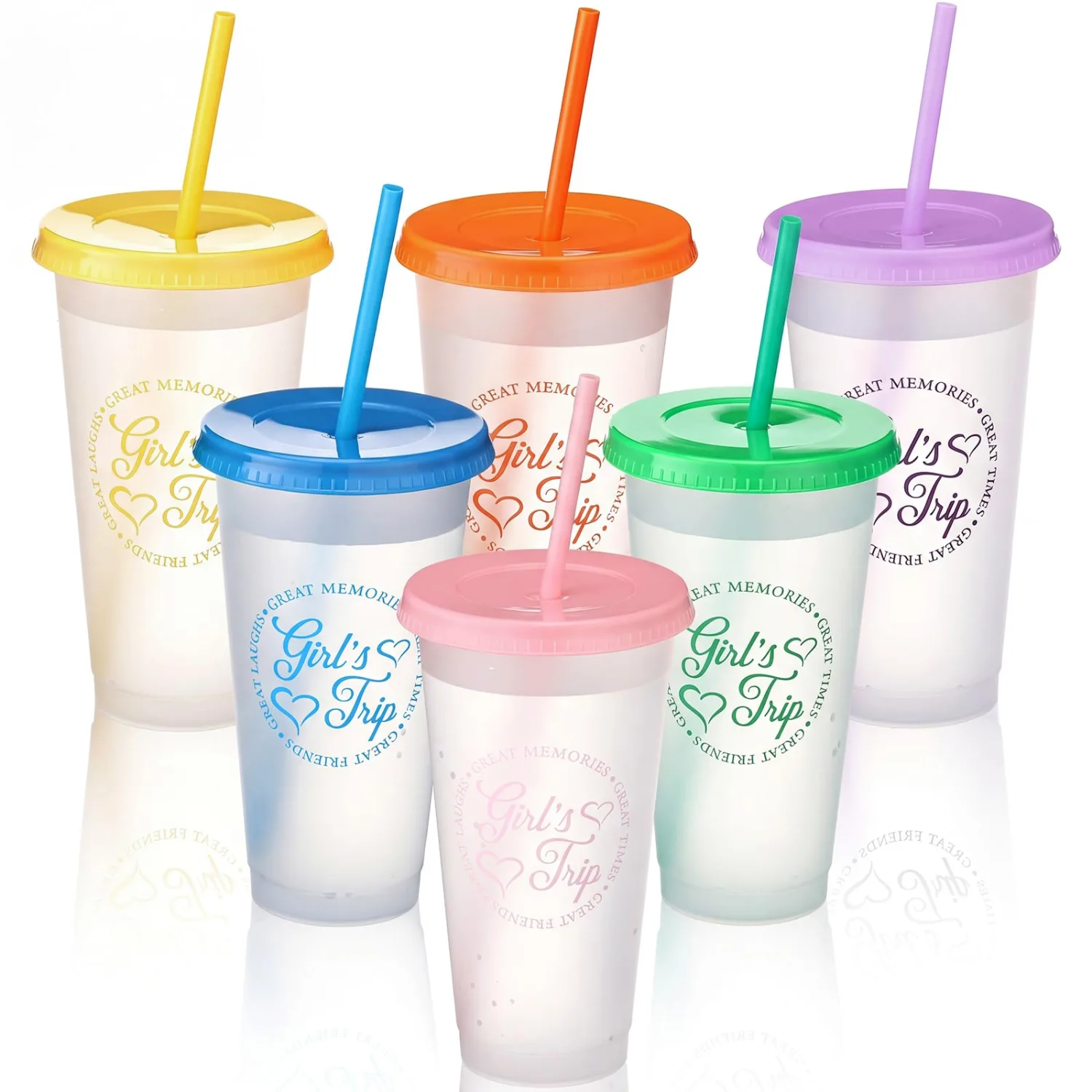 CHENGU Girls Trip plastic tumblers, Bright, 6 sets