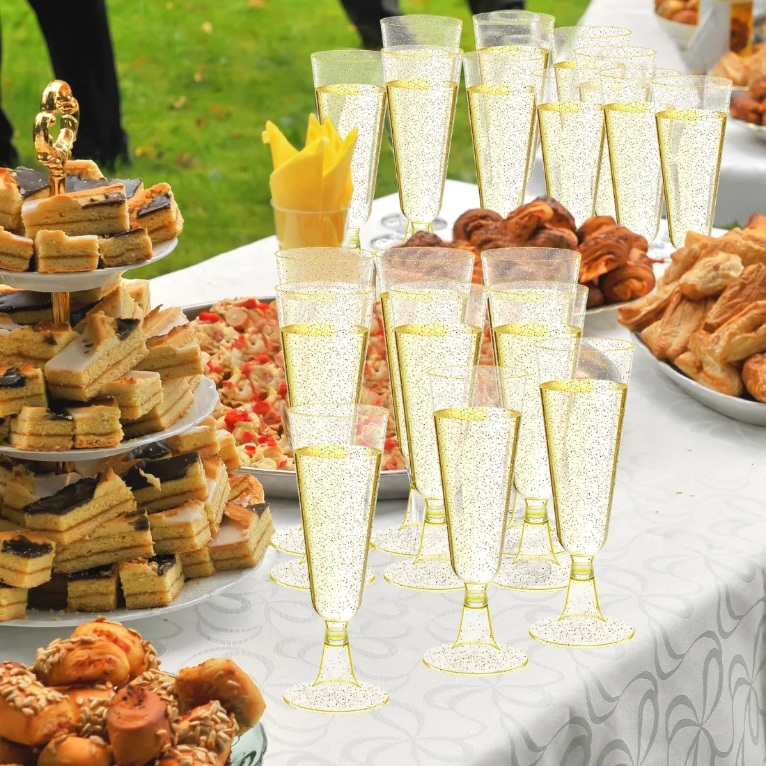 CHENGU Champagne flutes, Glitter Gold, view 3