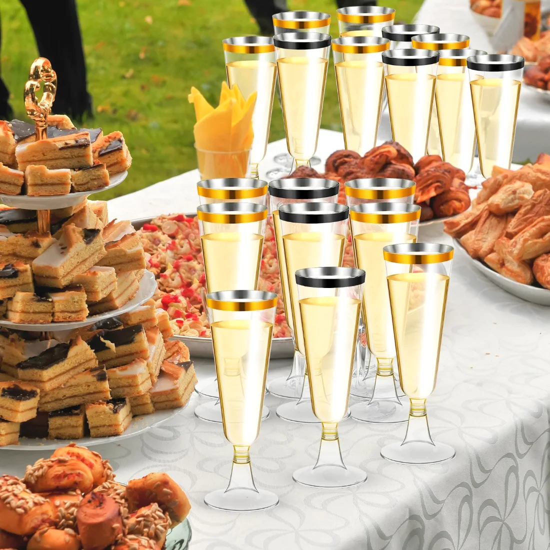 CHENGU Champagne flutes, Gold Black, view 2