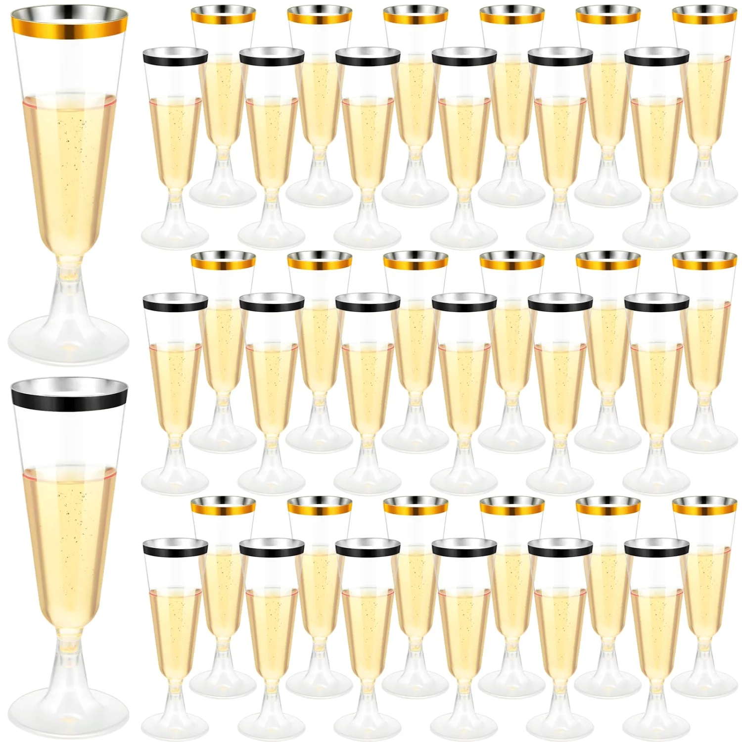 CHENGU Champagne flutes, Gold Black