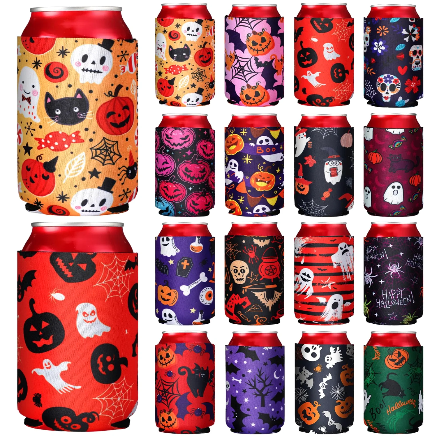 CHENGU Can coolers, 16 pcs, 12 oz, Halloween