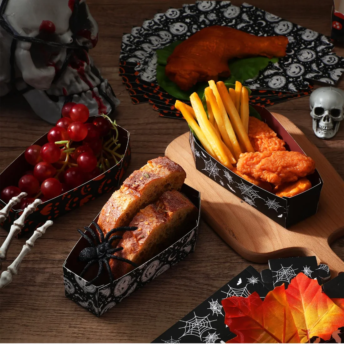 CHENGU Halloween coffin snack trays, Bat, 12 pcs, view 4