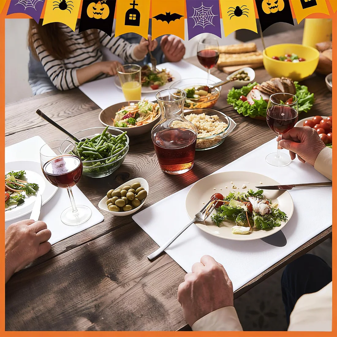 CHENGU Halloween ghost placemats, White Ghost, view 3