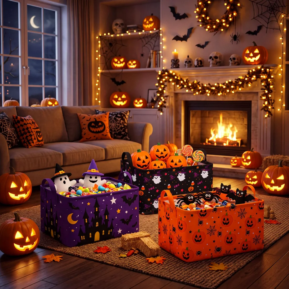 CHENGU Collapsible holiday storage bins, Classic Halloween, 6 pcs, view 5