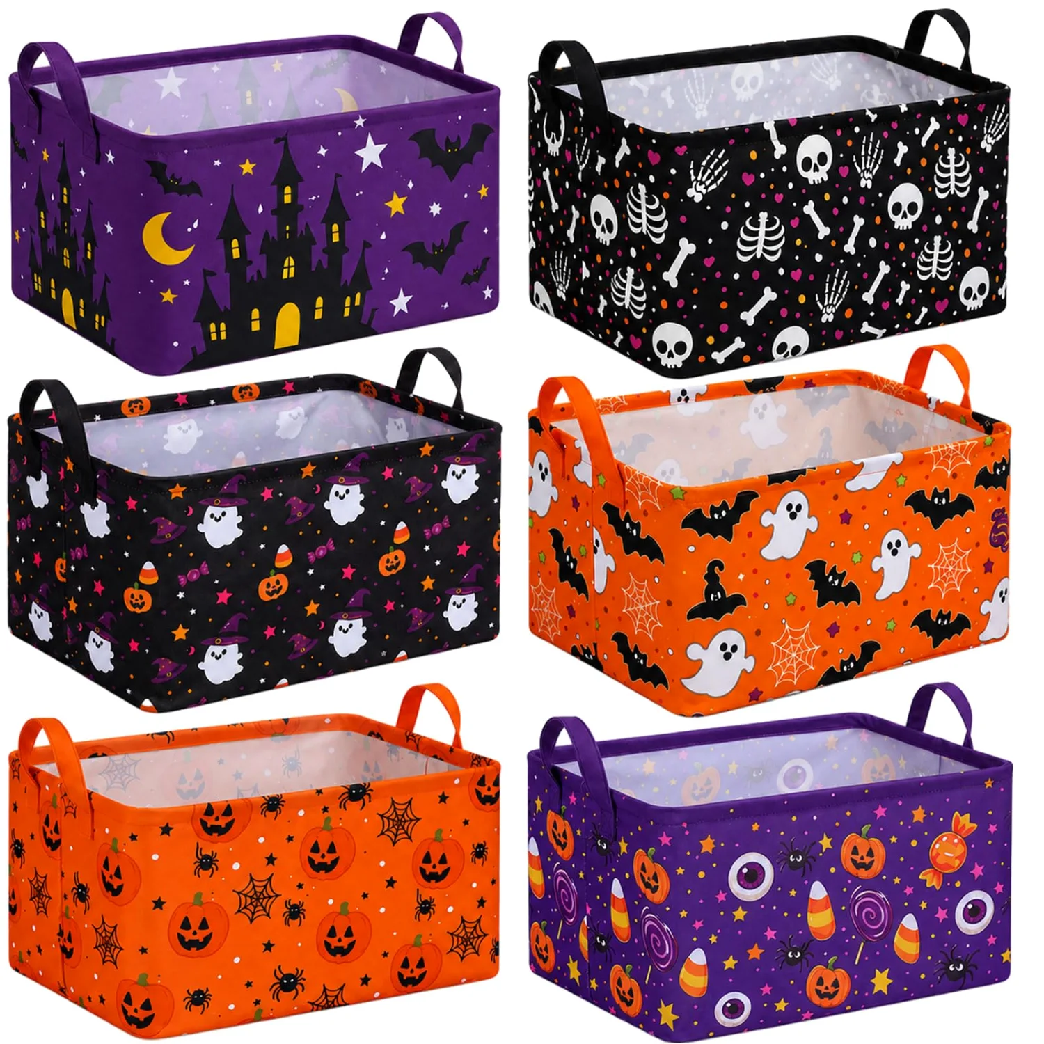 CHENGU Collapsible holiday storage bins, Classic Halloween, 6 pcs