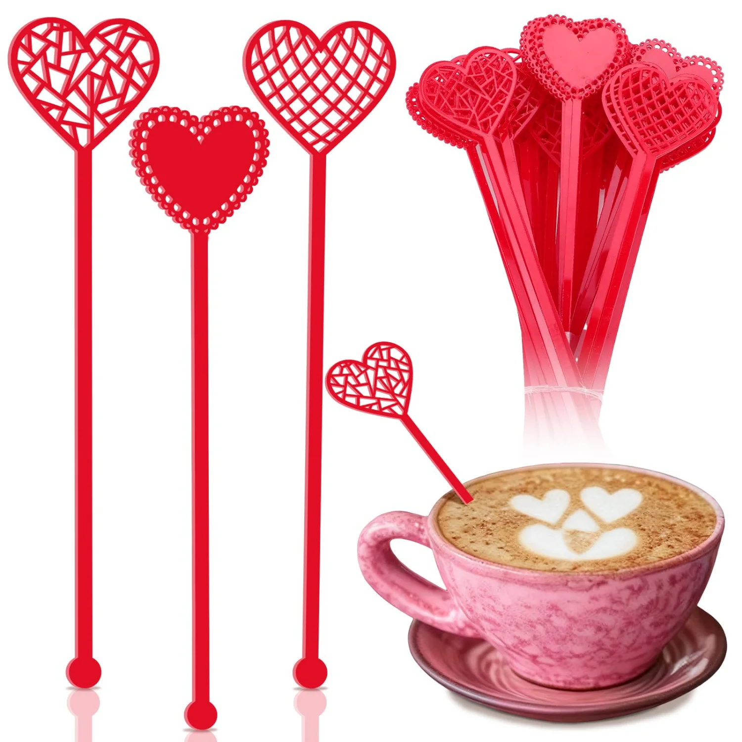 CHENGU Seasonal coffee stirrers, Valentines, 60 pcs