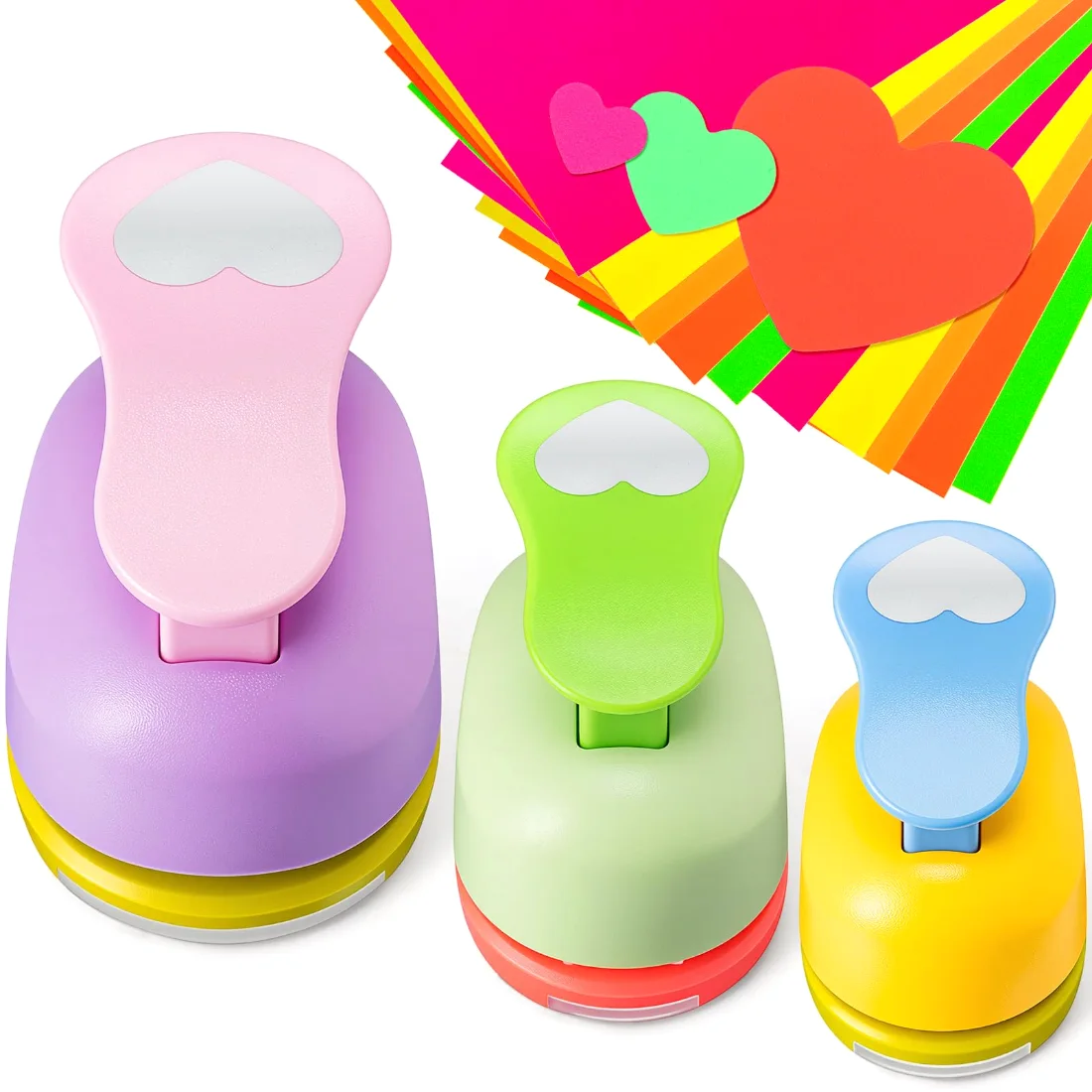 CHENGU Large hole punch set, Random Color, Heart, view 3