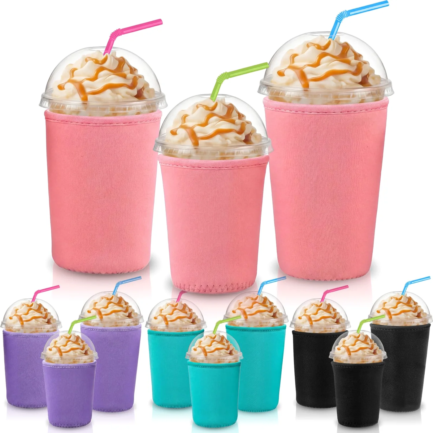 CHENGU Iced coffee cup sleeves, 4 Colors, Solid Color