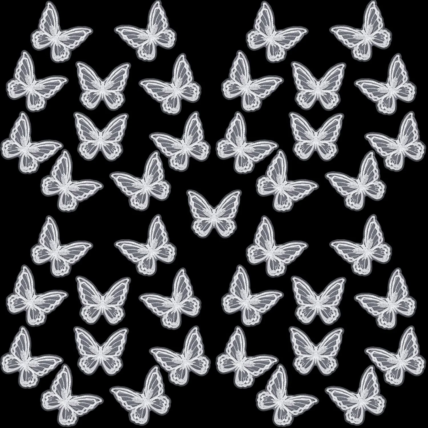 CHENGU Lace organza butterfly appliques
