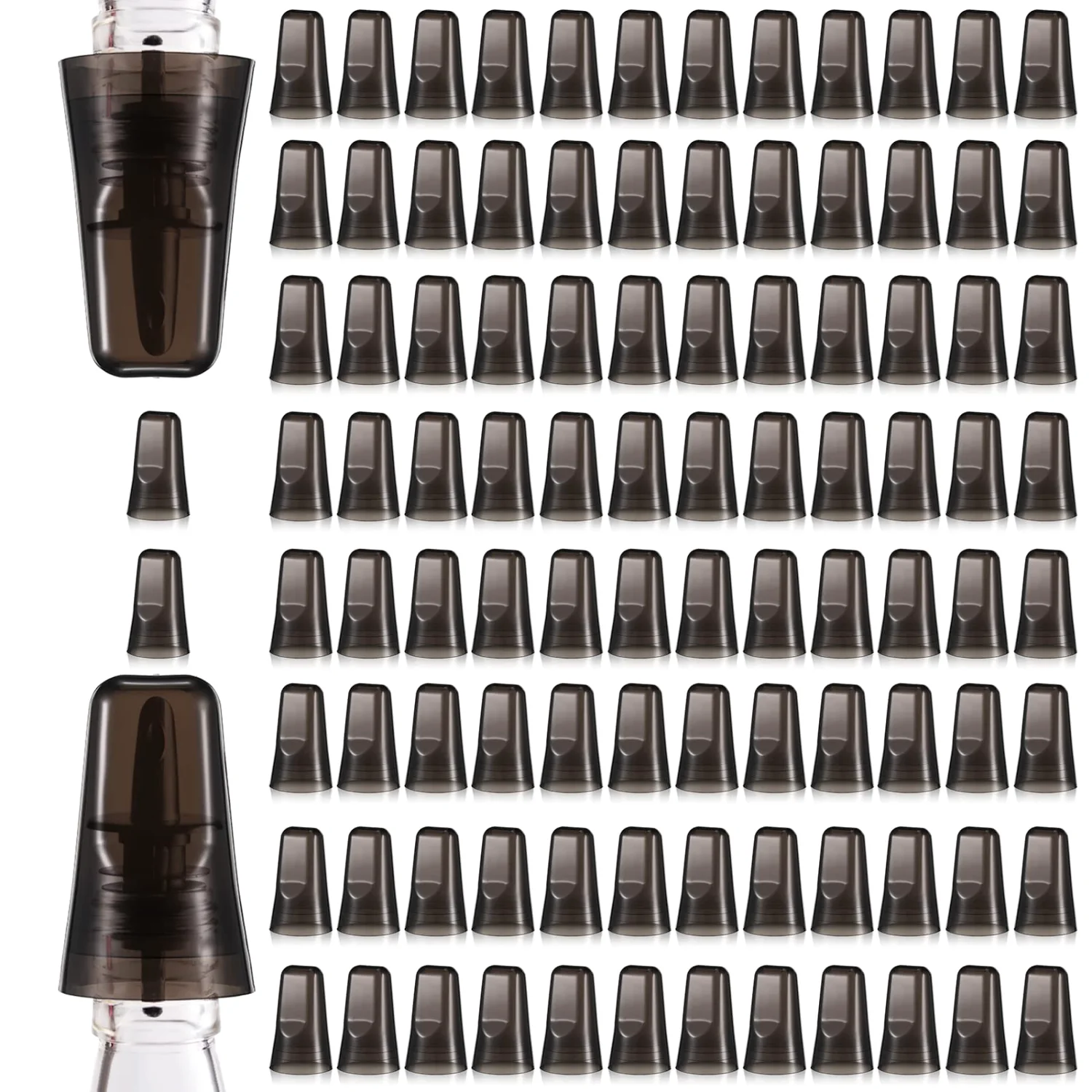 CHENGU Liquor bottle pour spout covers, Black, 100 pcs