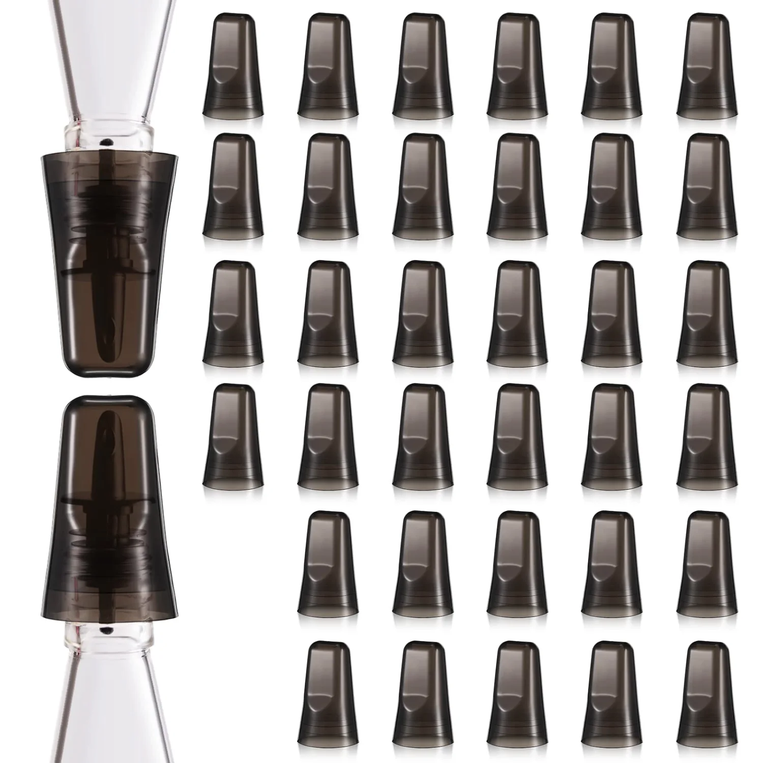 CHENGU Liquor bottle pour spout covers, Black, 36 pcs