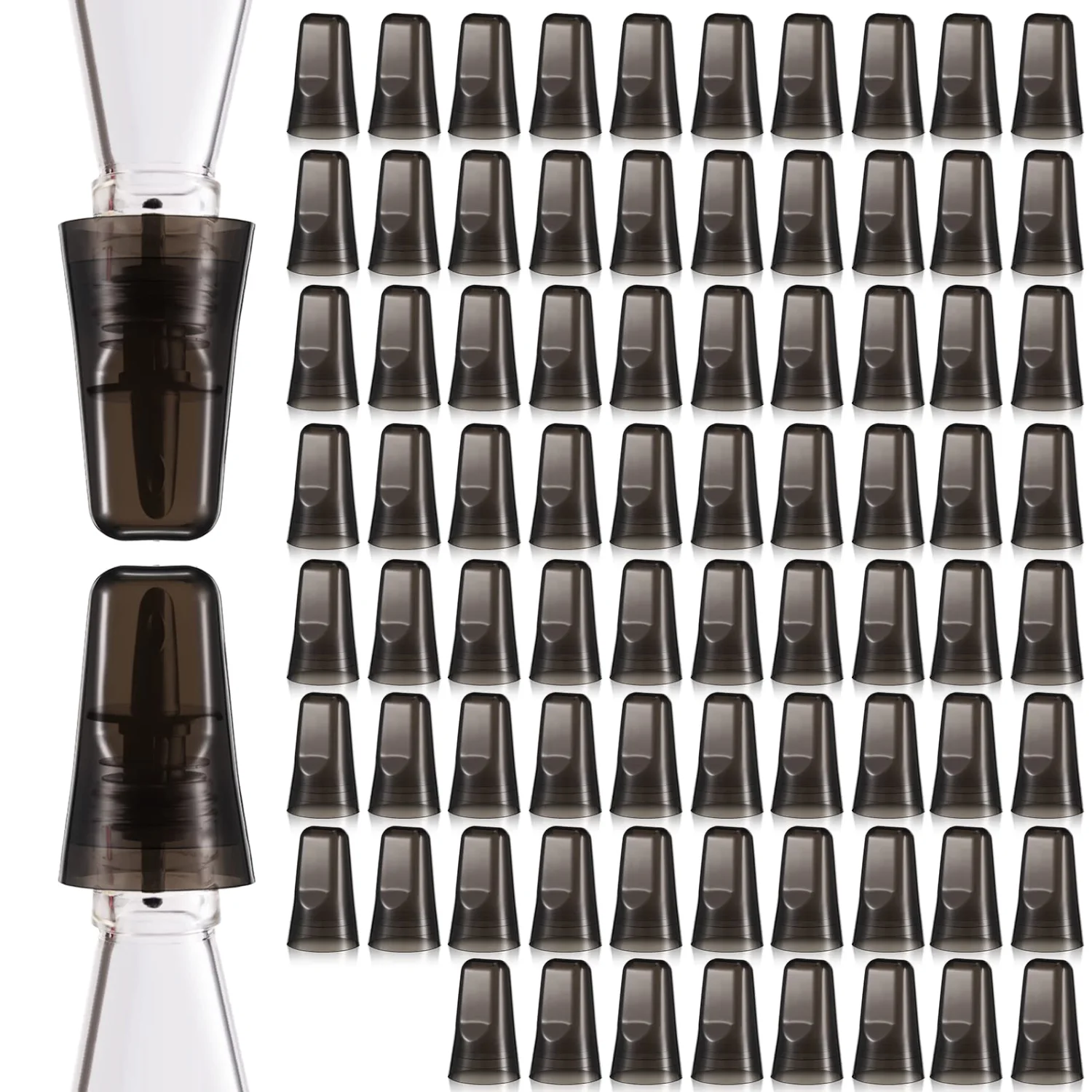 CHENGU Liquor bottle pour spout covers, Black, 80 pcs