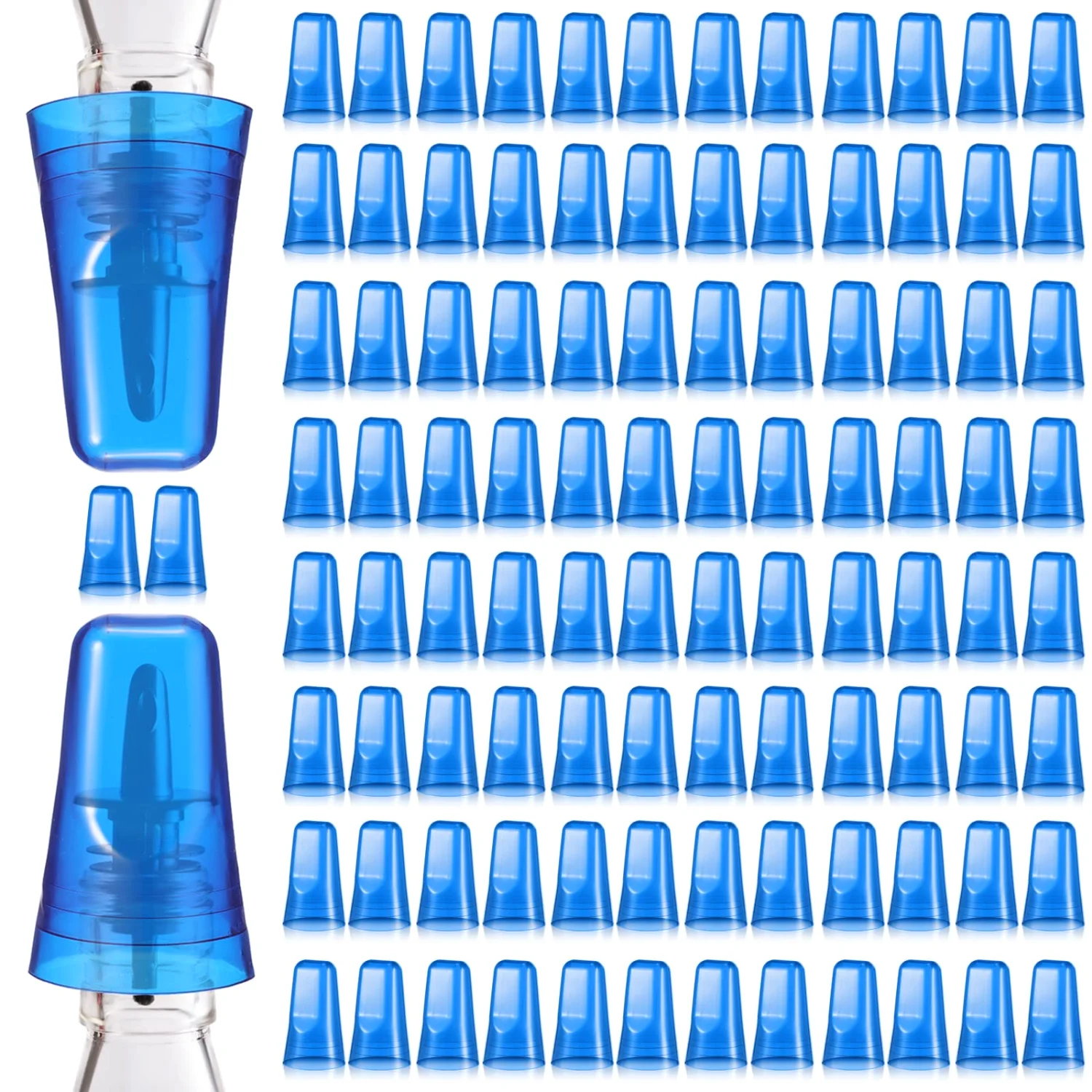 CHENGU Liquor bottle pour spout covers, Blue, 100 pcs