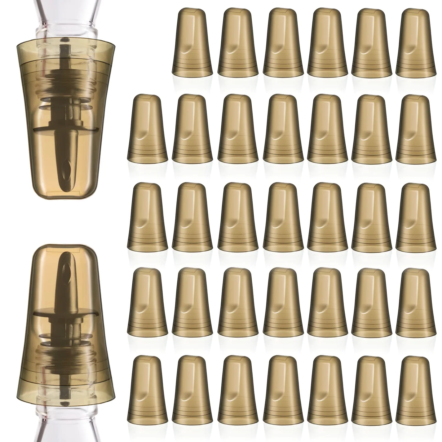 CHENGU Liquor bottle pour spout covers, Champagne, 36 pcs