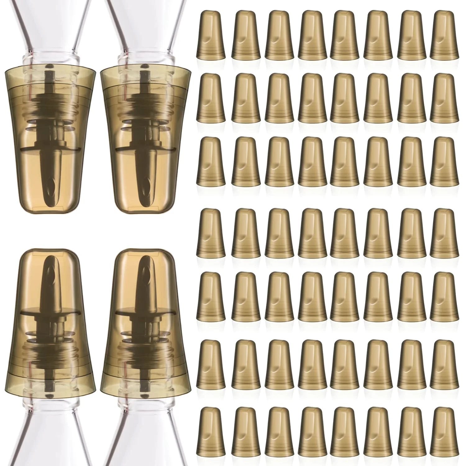 CHENGU Liquor bottle pour spout covers, Champagne, 60 pcs