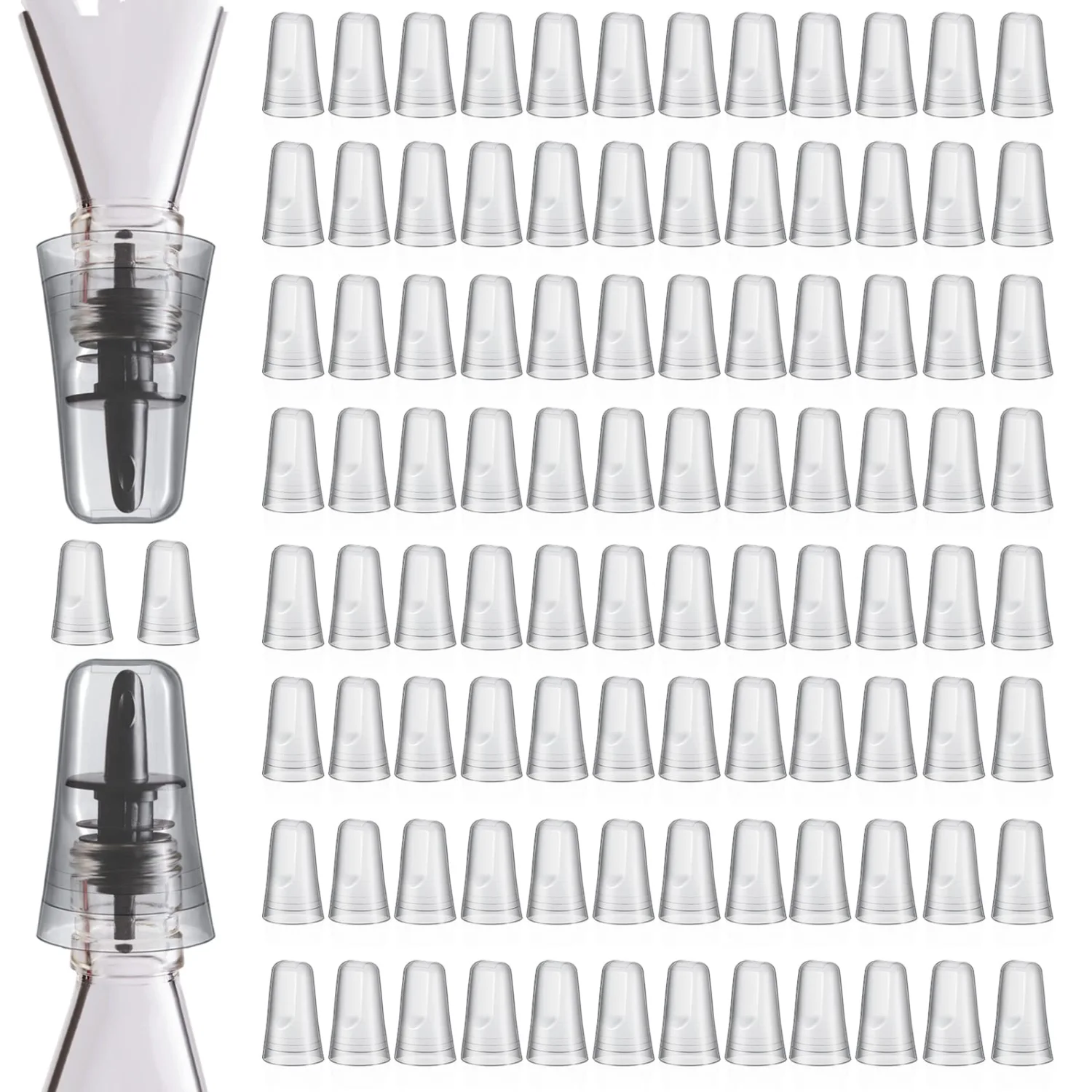 CHENGU Pour spout covers, Clear, 100 pcs