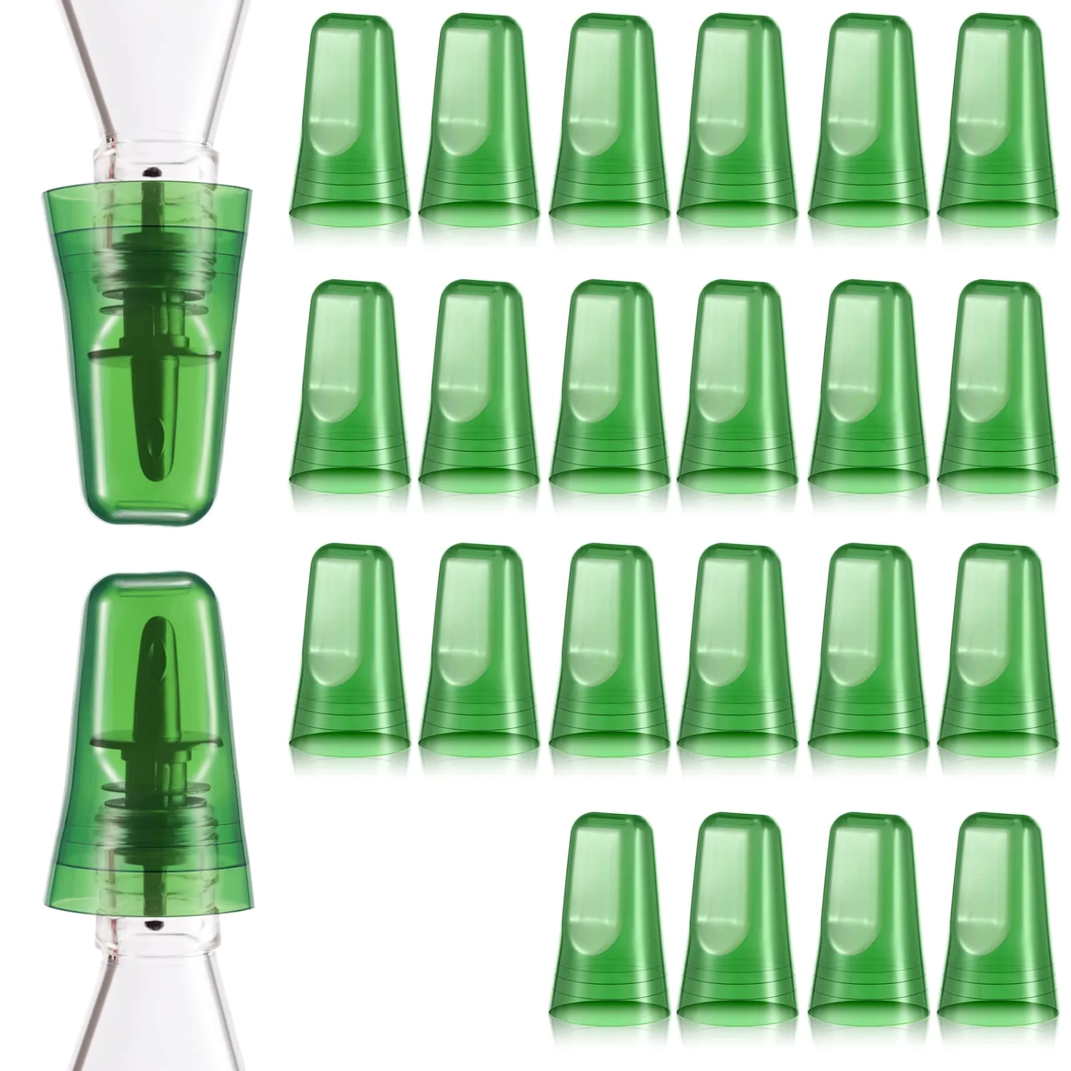 CHENGU Liquor bottle pour spout covers, Green, 24 pcs