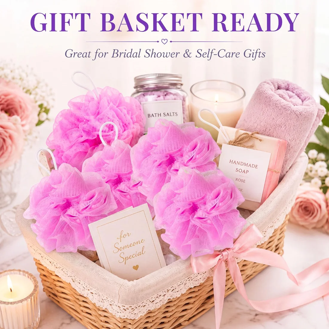 CHENGU Loofah bath sponges, Pink, view 2
